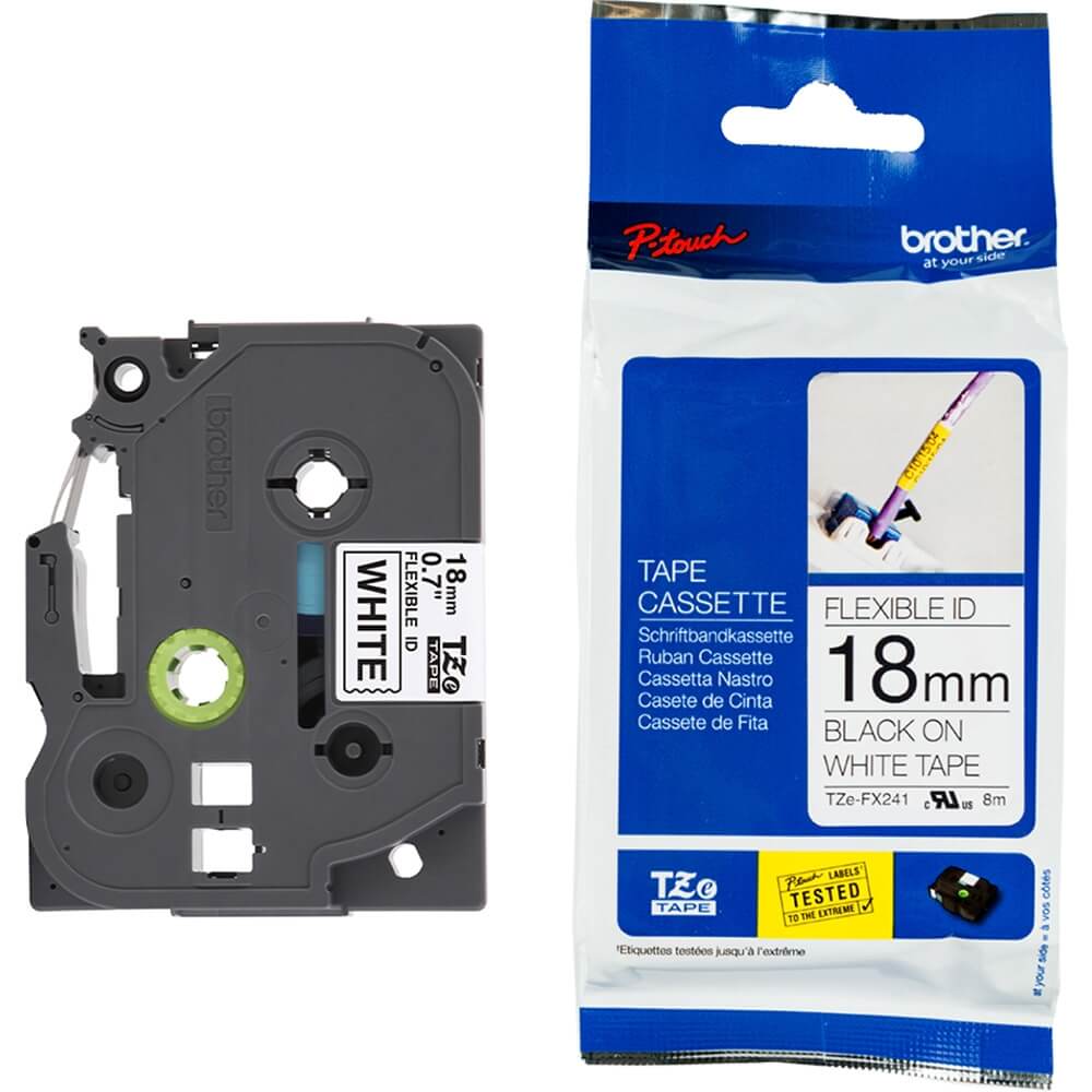 Fita Brother TZE-FX241 (TZ-FX241) 18mm Preto/Branco - Impressorajato